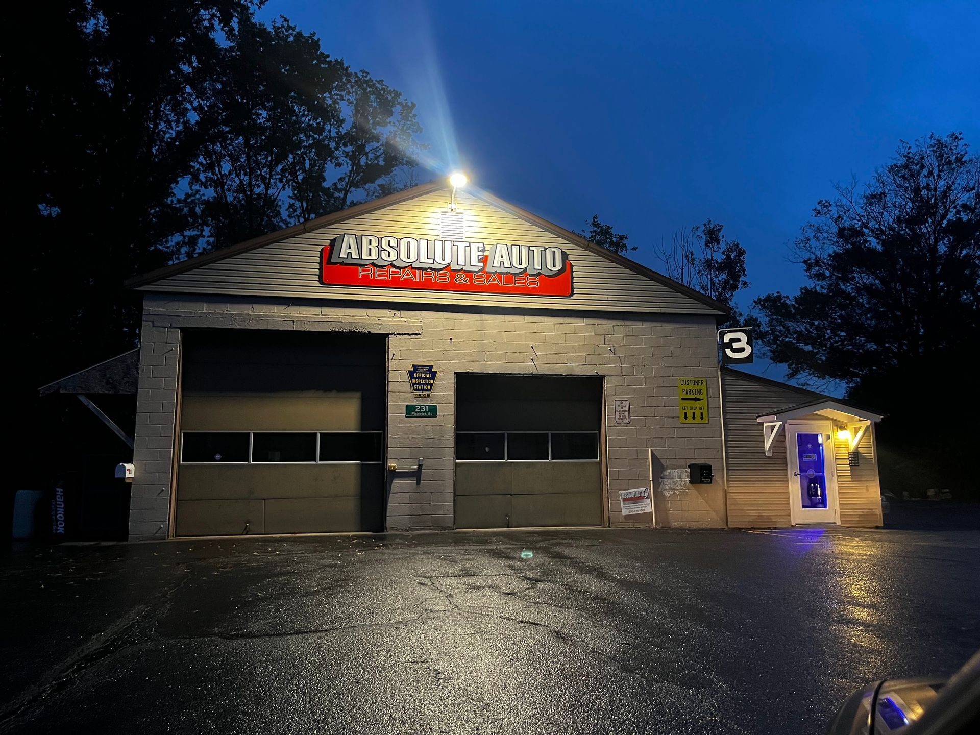 Evening View Of Mill Hall Location | Absolute Auto Repairs & Sales