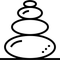 A black and white drawing of a stack of rocks.
