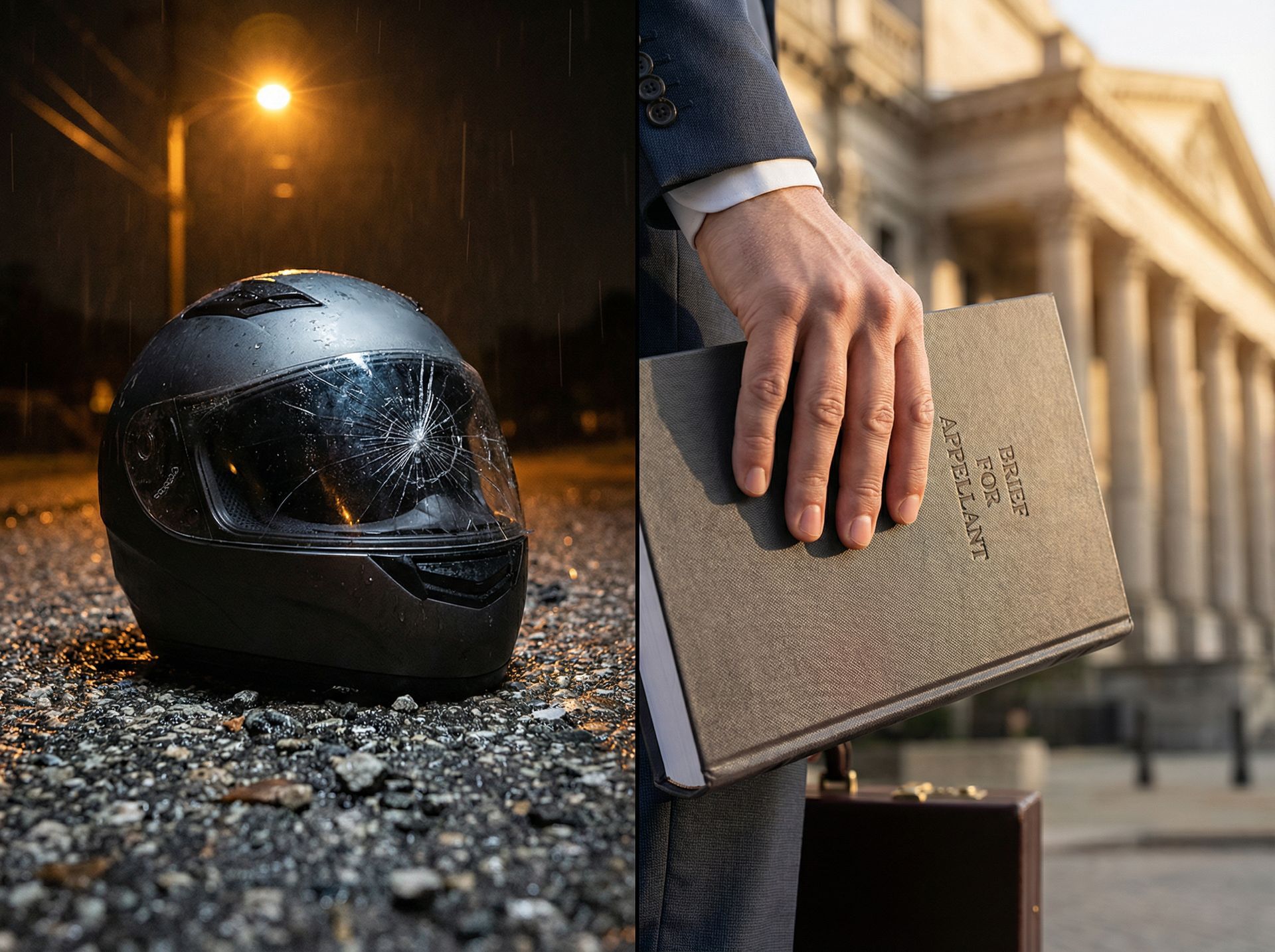 Georgia motorcycle accident attorney reviewing legal documents with injured rider client