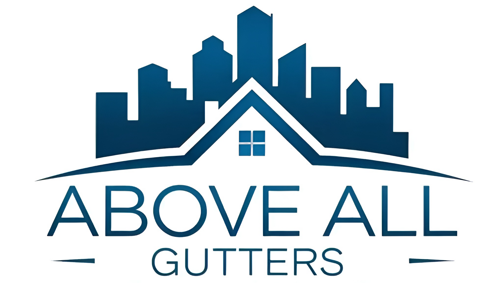 Logo: Blue skyline with a house outline above the words "ABOVE ALL GUTTERS".