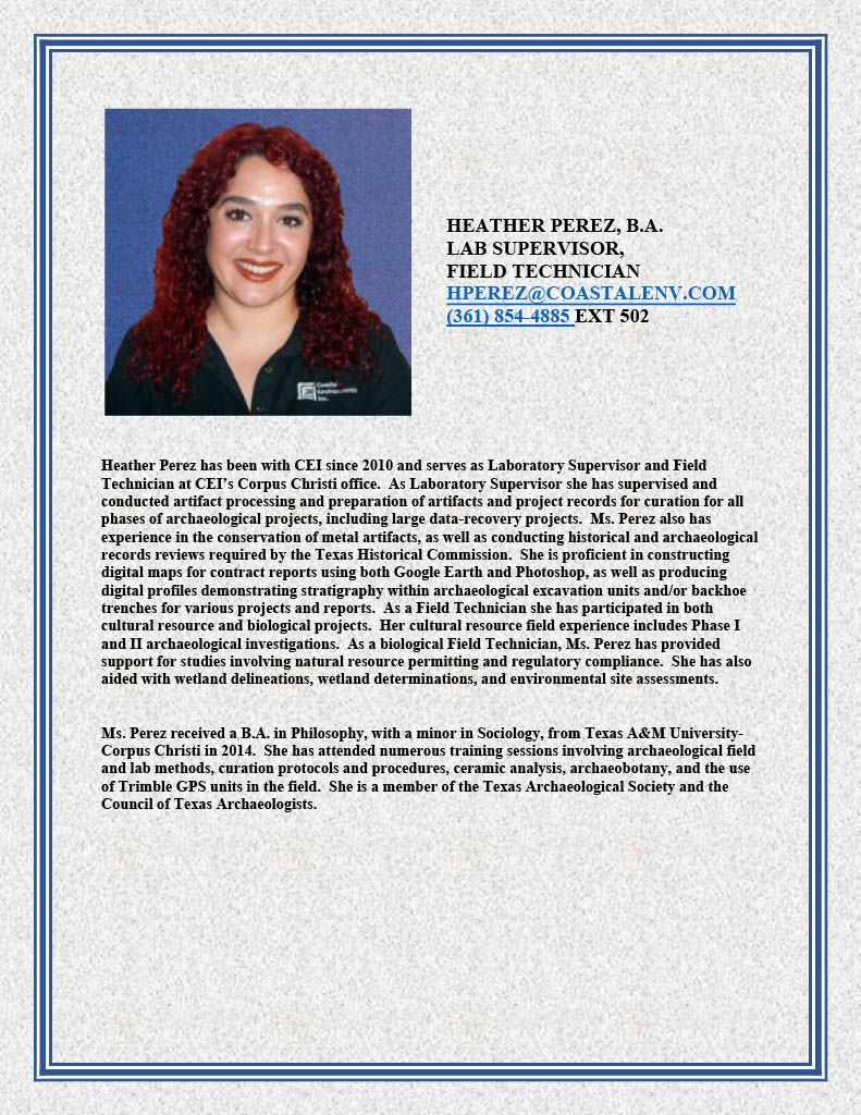 Heather Perez Bio - Baton Rouge, LA - Coastal Environments, Inc.