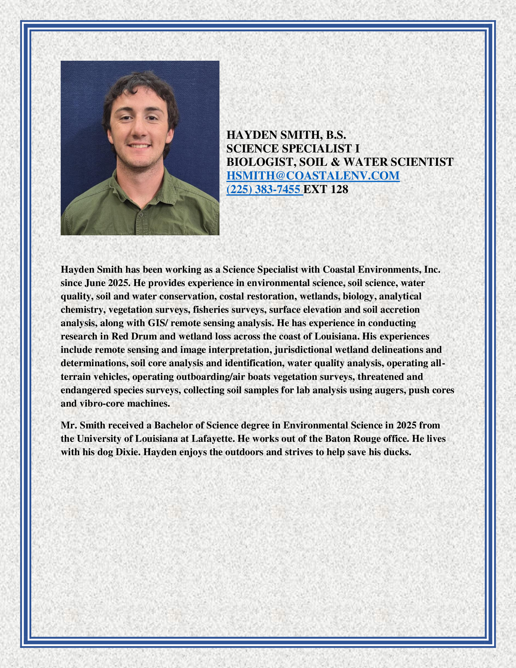 Walker B Wilson — Baton Rouge, LA — Coastal Environments, Inc.