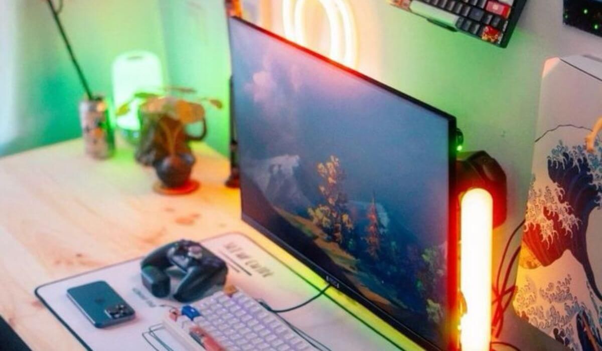 Gen Z gaming setup with smart lighting