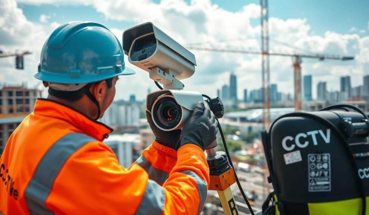construction manager checking camera