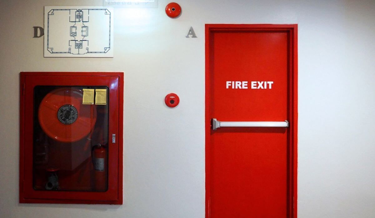 emergency exit with fire alarm