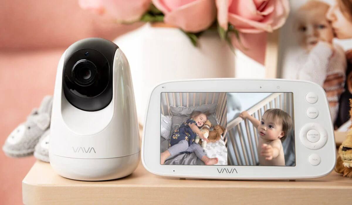 family using baby monitor camera