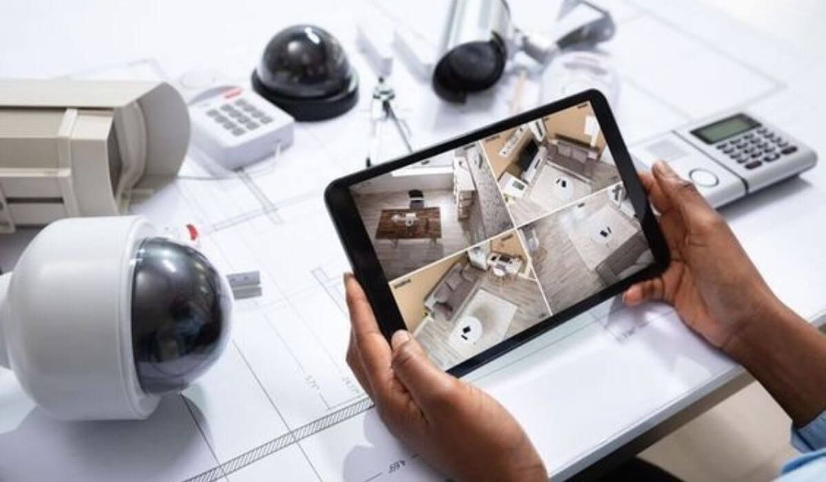 futuristic home security interface