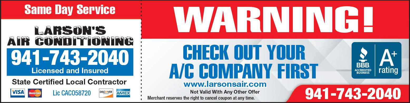 A sign that says warning check out your a/c company first