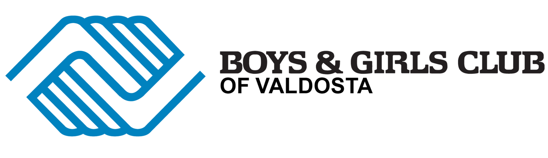 Boys & Girls Club of Valdosta logo: Two hands in a handshake shape in blue, with text to the right.