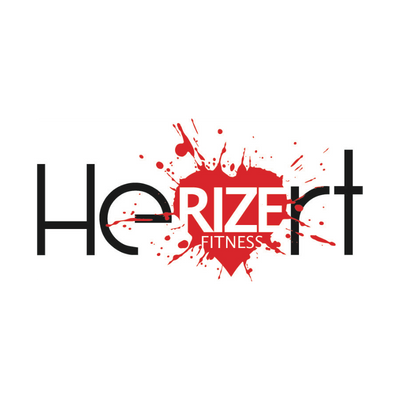 HeRIZE fitness logo. Black text with