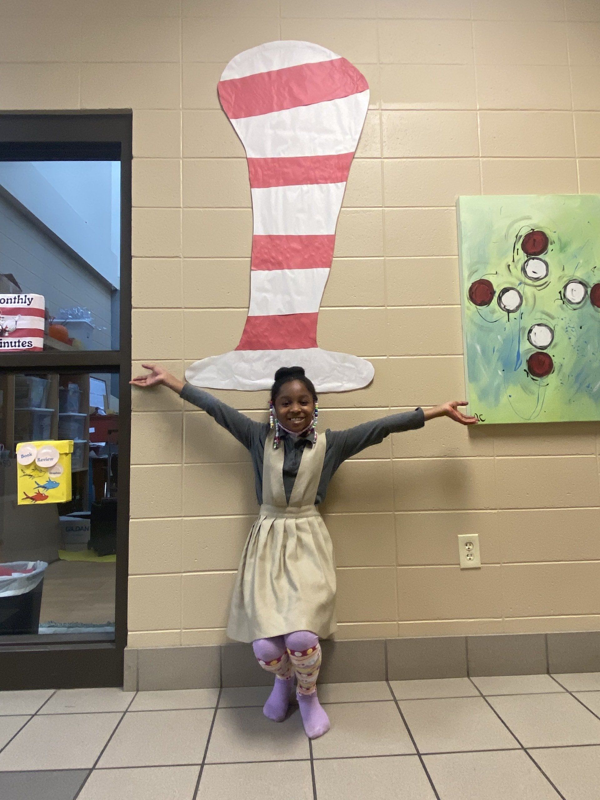 Cat in the Hat themed decoration inside Boys & Girls Club classroom