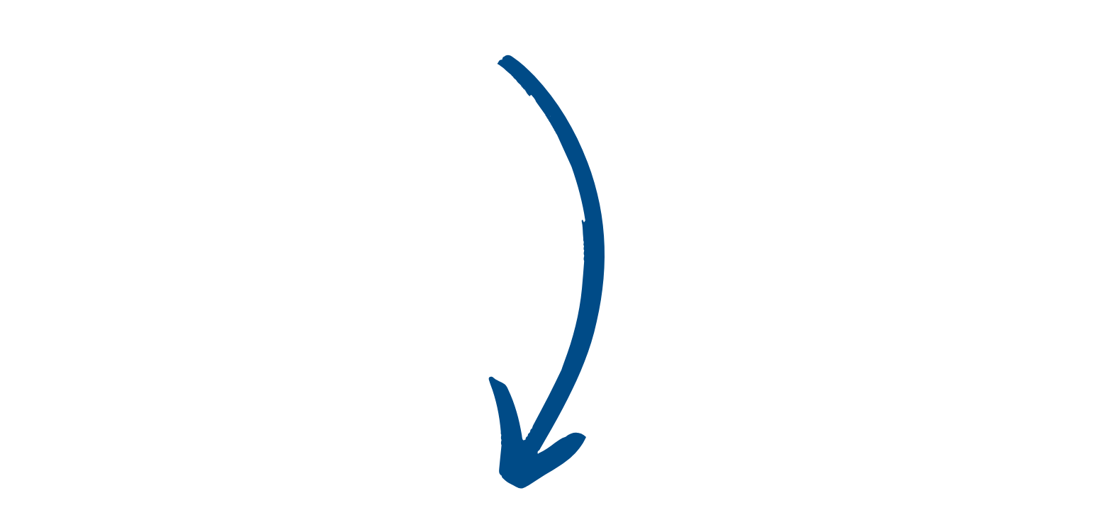 Blue curved arrow pointing downwards.