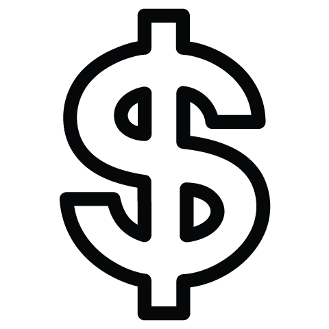 A dollar sign free icon on a white background