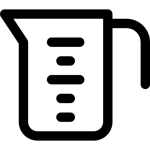 A measuring cup with a handle free icon
