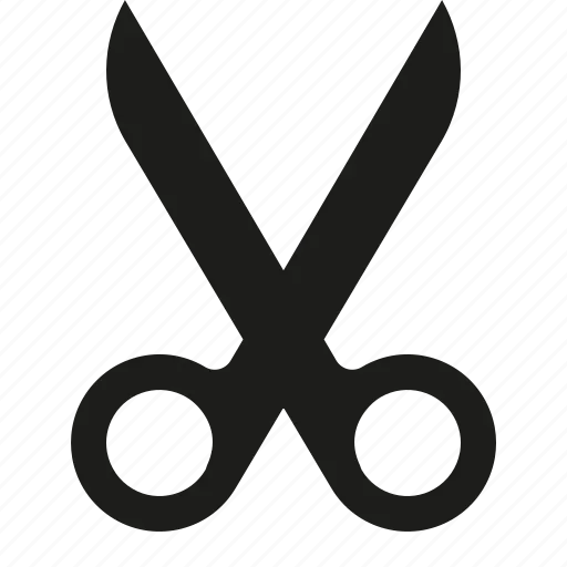 A pair of scissors is shown in a black and white silhouette on a white background.