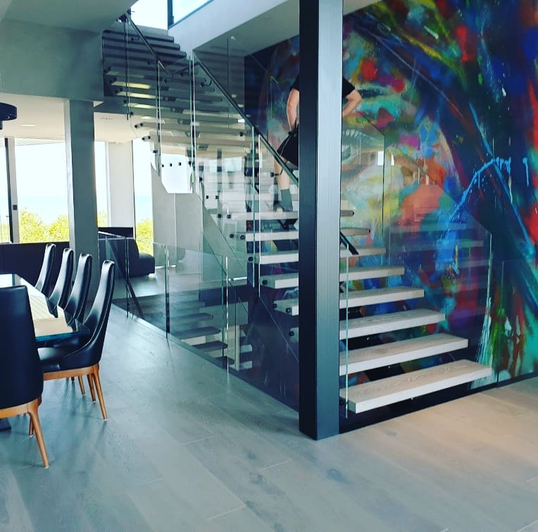 example of hardwood floor installation of overlay staircase