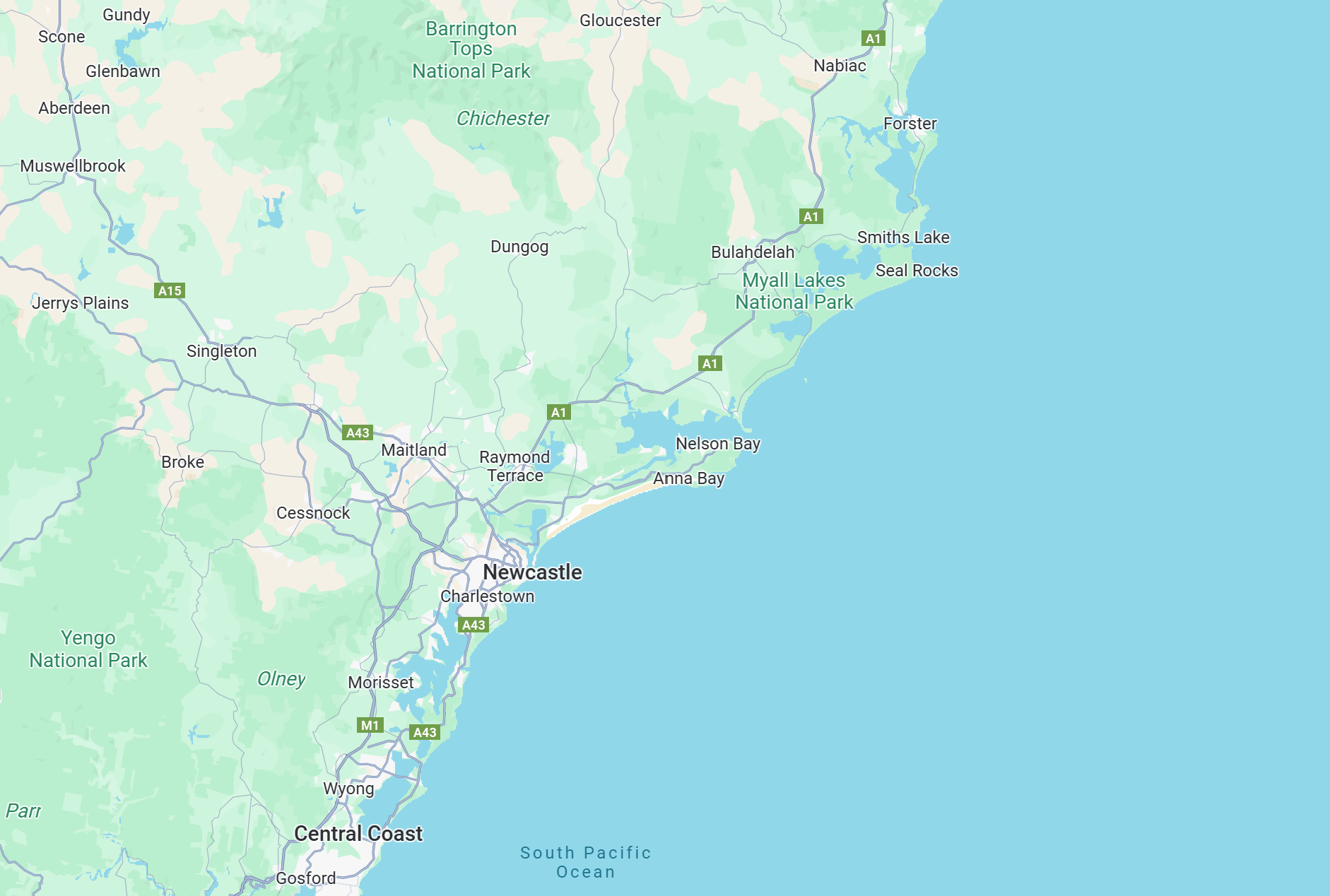 Map of the east coast of new south wales.