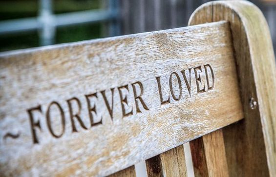 memorial bench engraved with forever loved