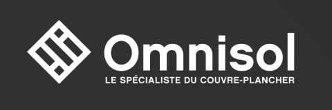 A black and white logo for omnisol le specialiste du couvre-plancher