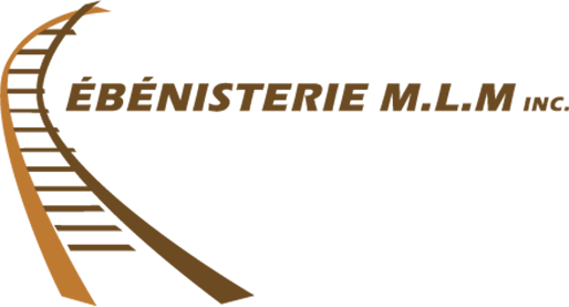 Un logo pour ebenisterie mlm inc. avec une voie ferrée