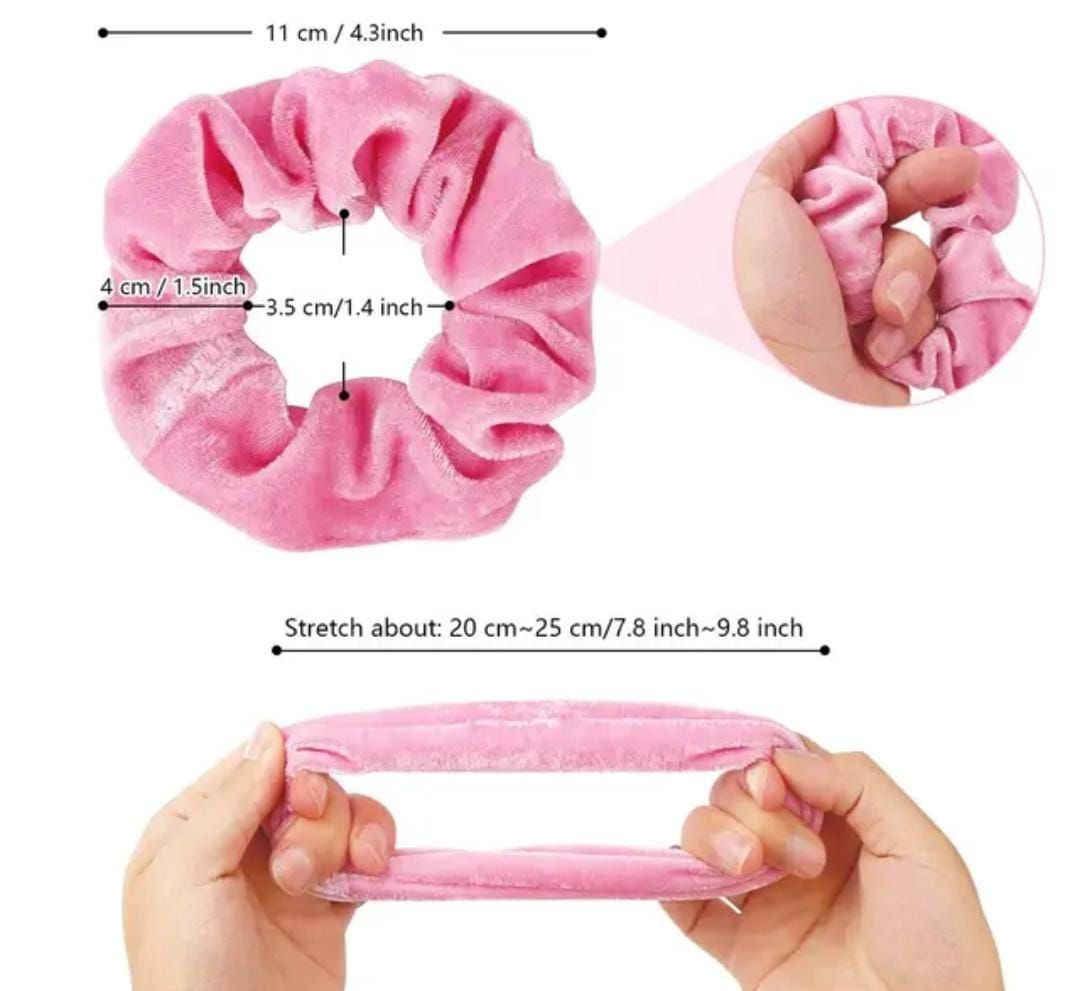RF368 - 10 Pcs - Velvet Scrunchy Elastic Hair Bands