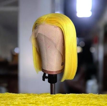 RF368- 12 Inch Yellow 13x4 HD Transparent Lace Wig.