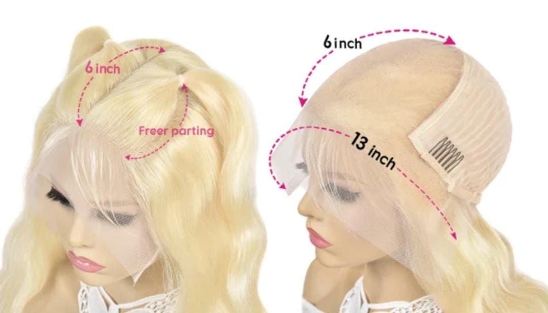 RF368 - 14 Inch 613# (Blonde) 13x4 HD Transparent Lace Wig. (Straight Hair)