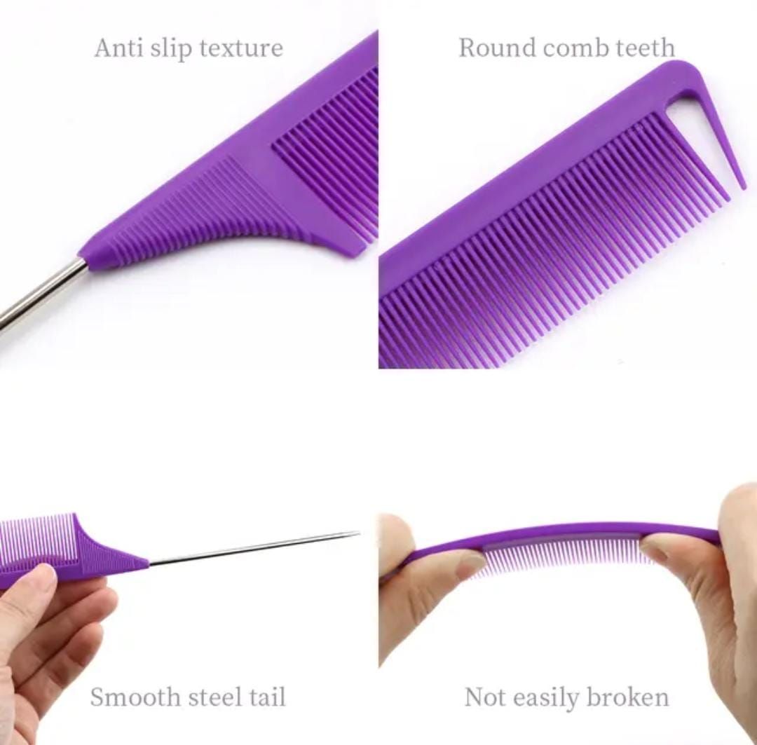 RF368 - 3Pcs Slick Back Hairbrush set Bristle Hairbrush Edge Control Teasing Comb Black