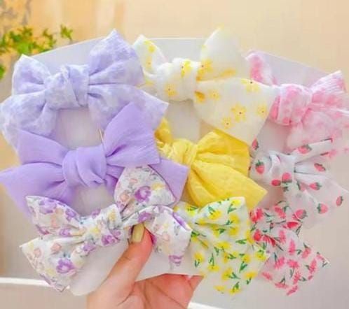 RF368- 6 Pcs New Fabric Bow Hair Clip.