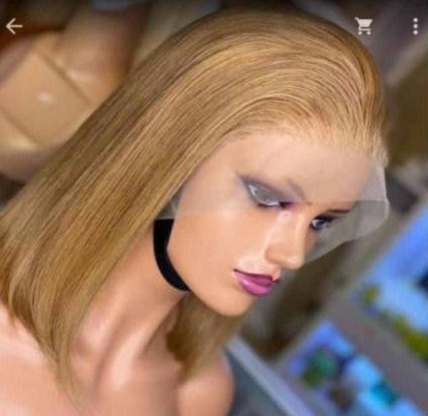 RF368-12 Inch- 27# 13x4 Frontal   Bob Wig Straight Human Hair, 180% Density.