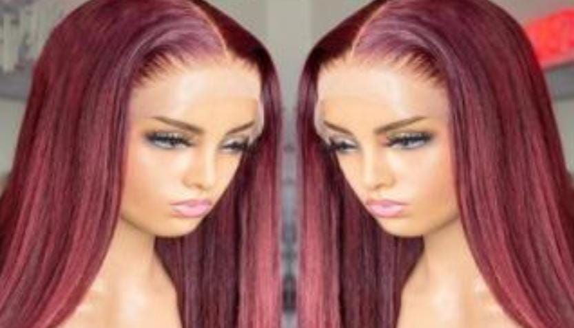 RF368 - 16 Inches - 99J# 13x4 Frontal Wig Straight.