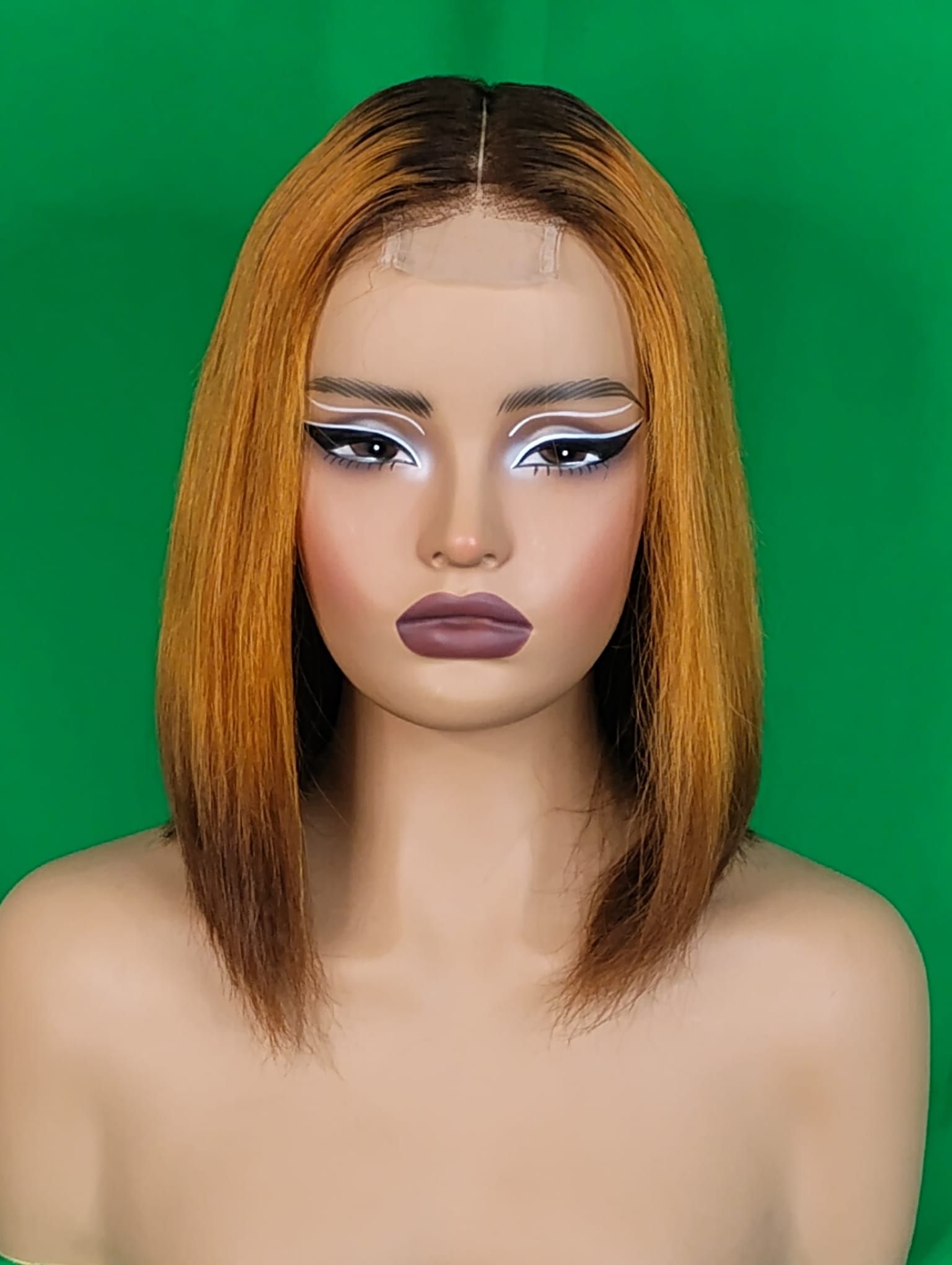 RF368 - 12 Inch 2x6 HD Transparent Lace Wig   Ombre 27/4 # Straight