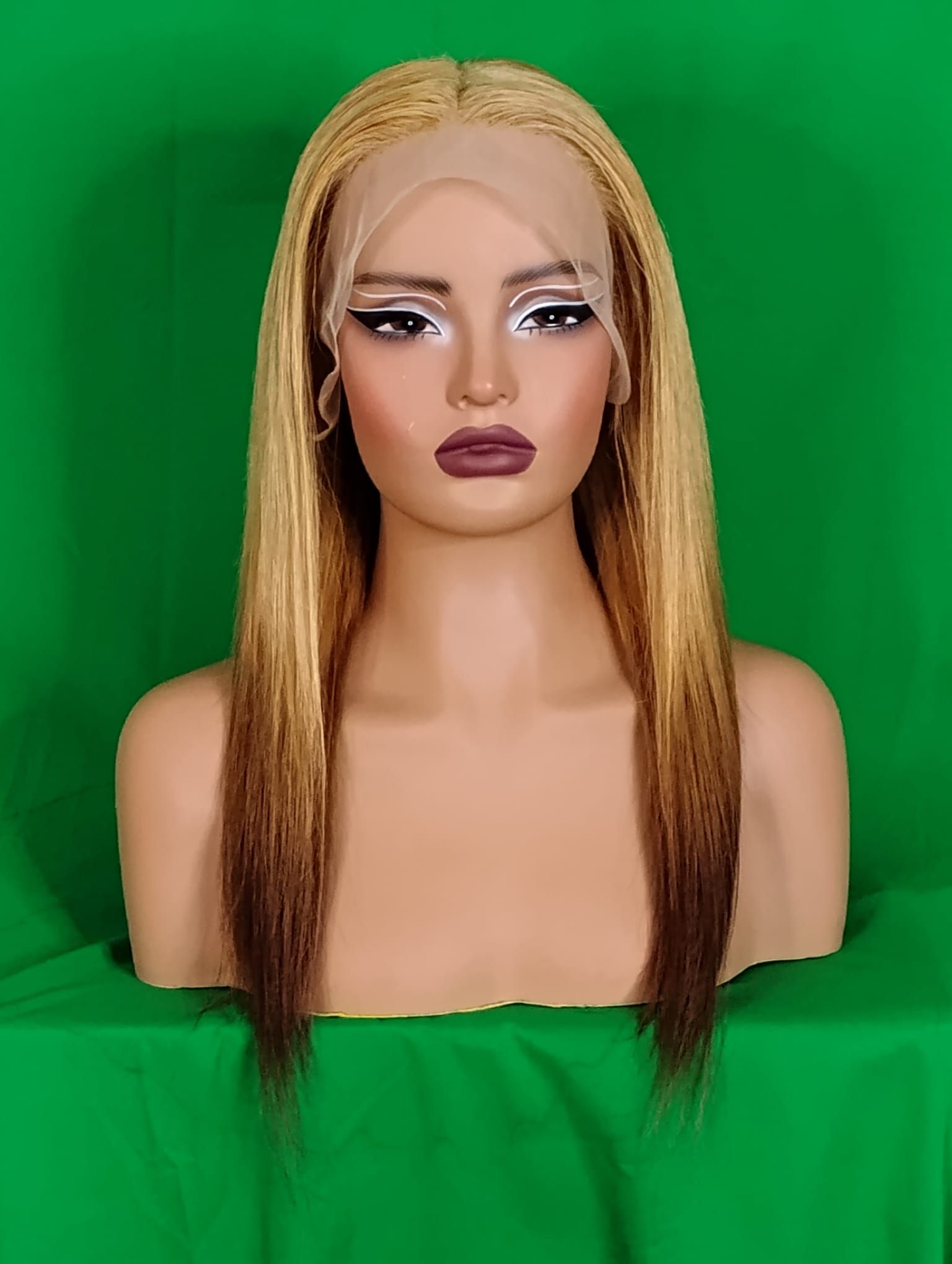 RF368 - 22 Inches 13x4 HD Transparent Lace Wig   Ombre 613/4/27 # Straight