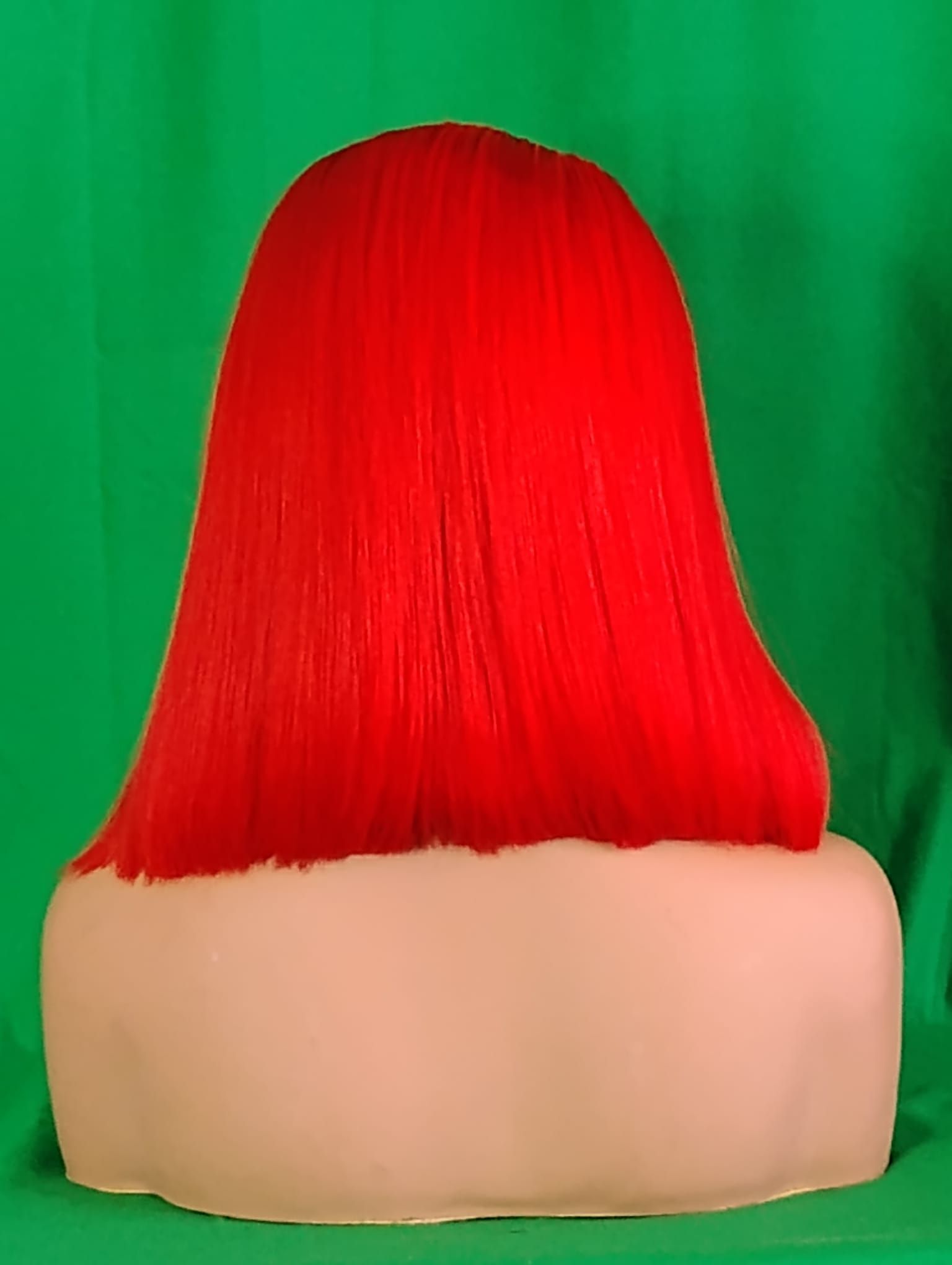 RF368 - 12 Inches 13x4 HD Transparent Lace Wig   Fire Red Straight Bob