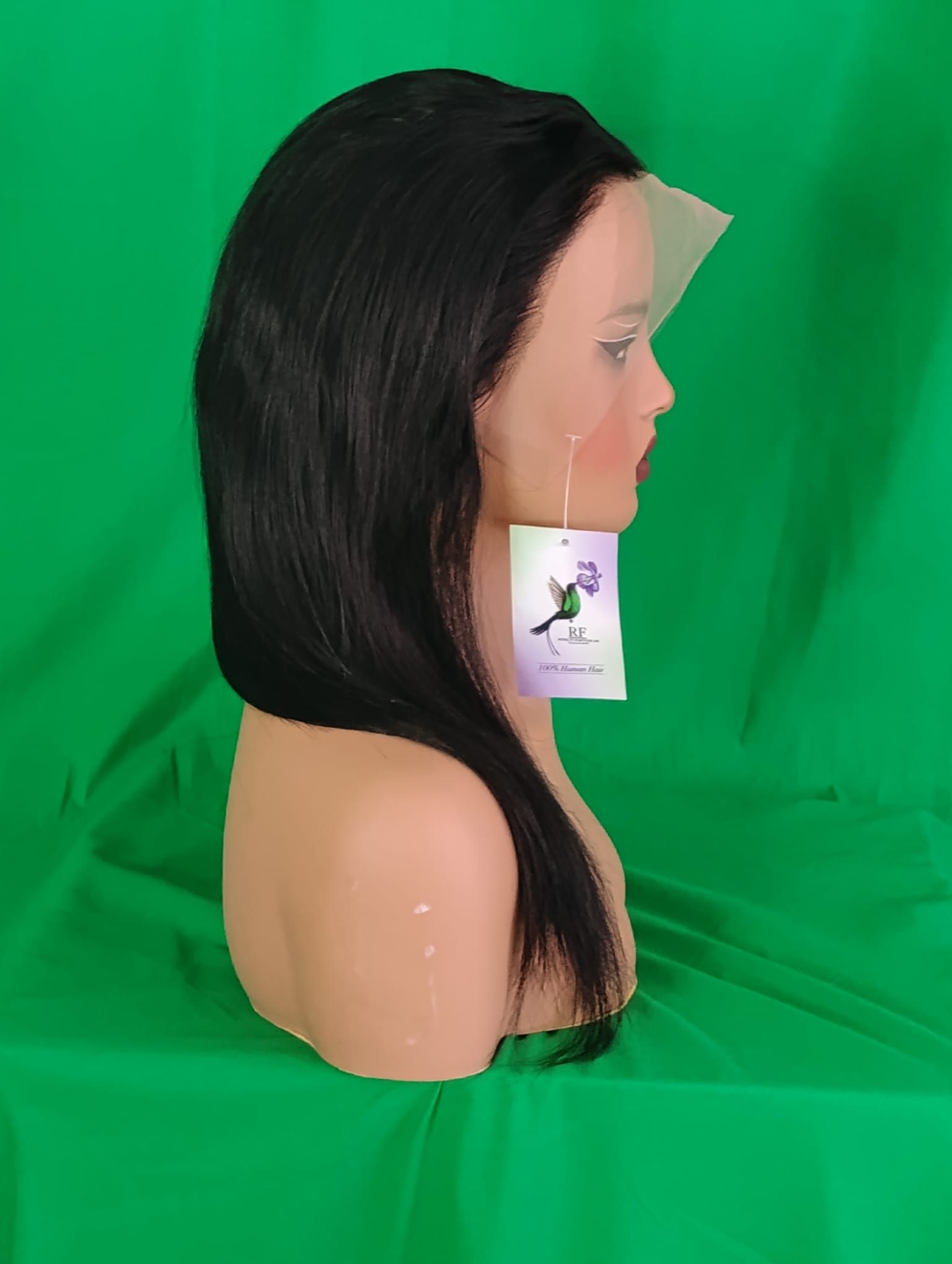 RF368 - 18 Inches 13x4 HD Transparent Lace Wig   Natural Black Straight .