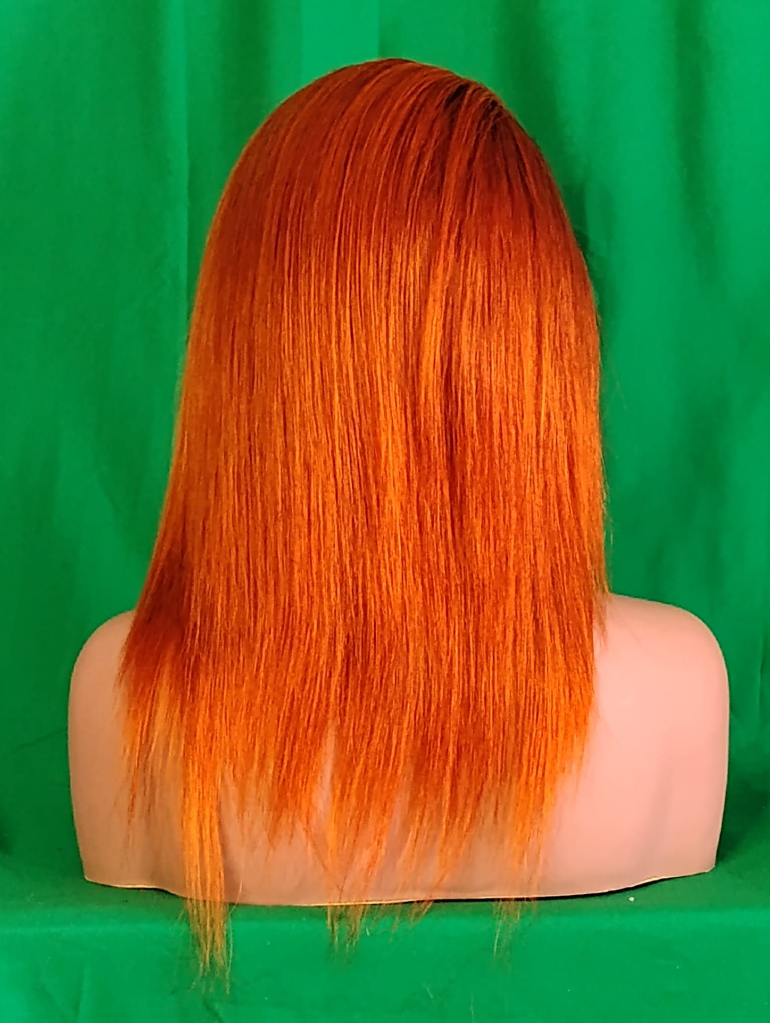 RF368 - 12 Inches 13x4 HD Transparent Lace Wig   Ginger Straight Bob
