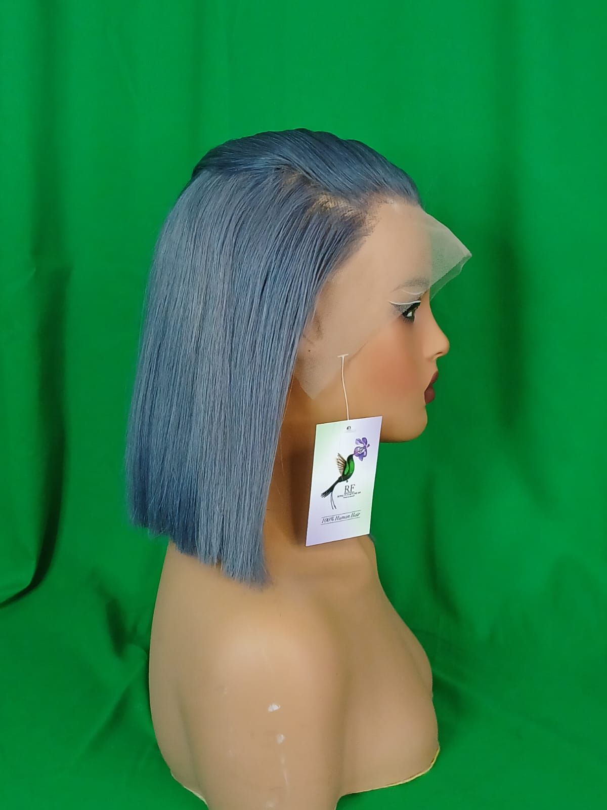 RF368 - 10 Inches 13x4 HD Transparent Lace Wig   Blue-Gray Bob