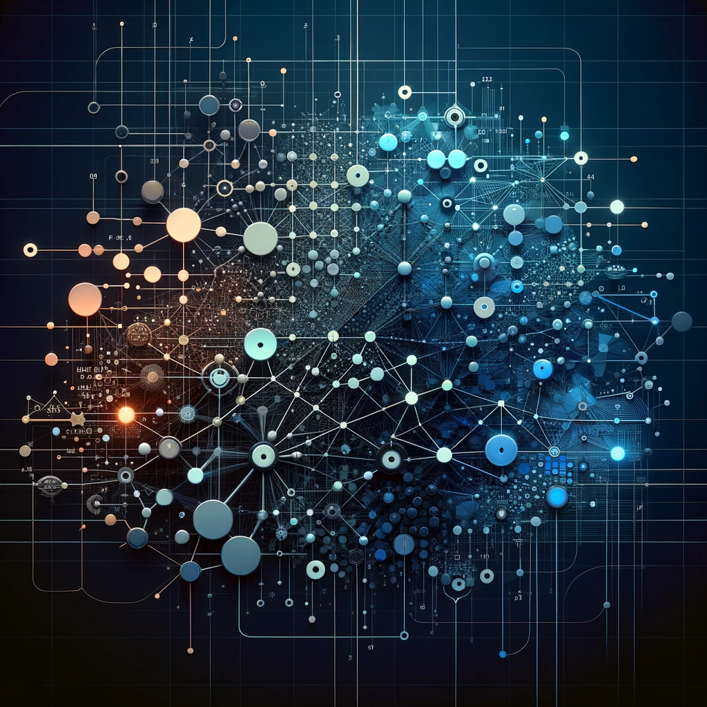 un fondo abstracto con círculos y líneas que parece una computadora, representando Modelos Gráficos y Redes