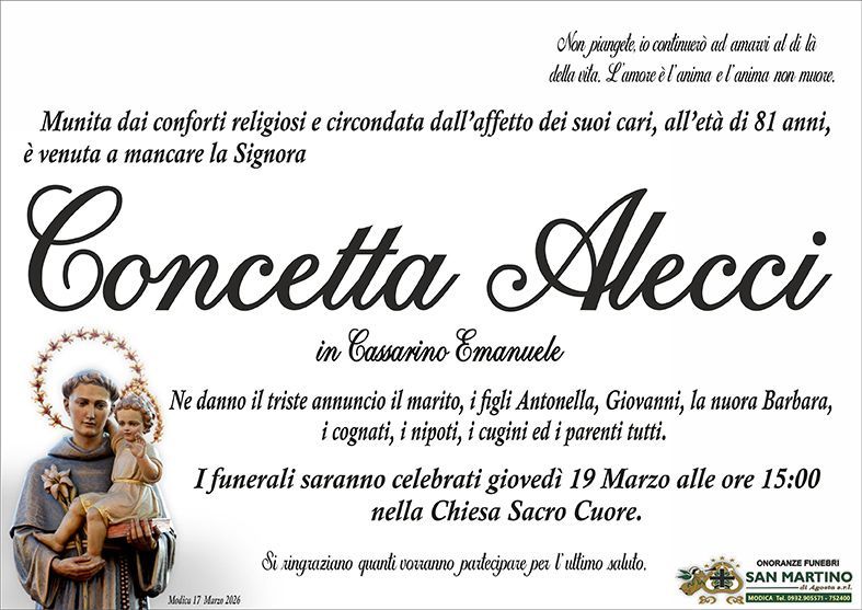 necrologio Concetta Alecci