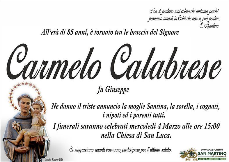 necrologio Carmelo Calabrese