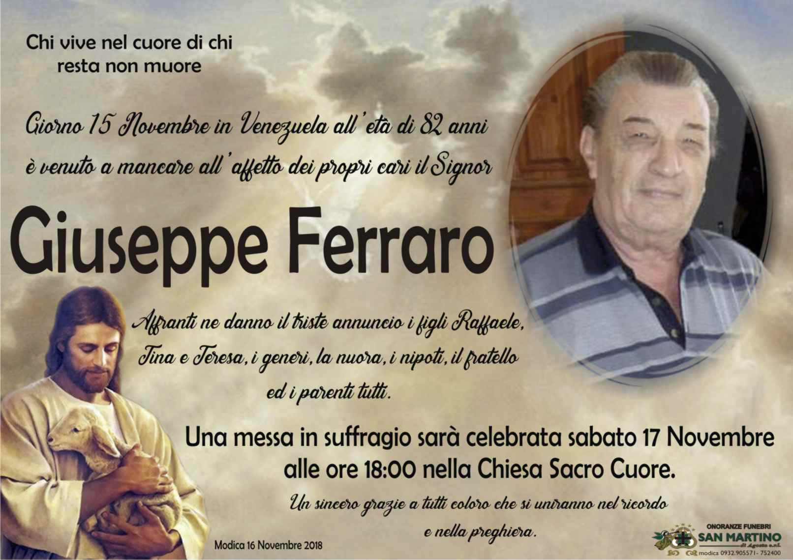 necrologio Giuseppe Ferraro