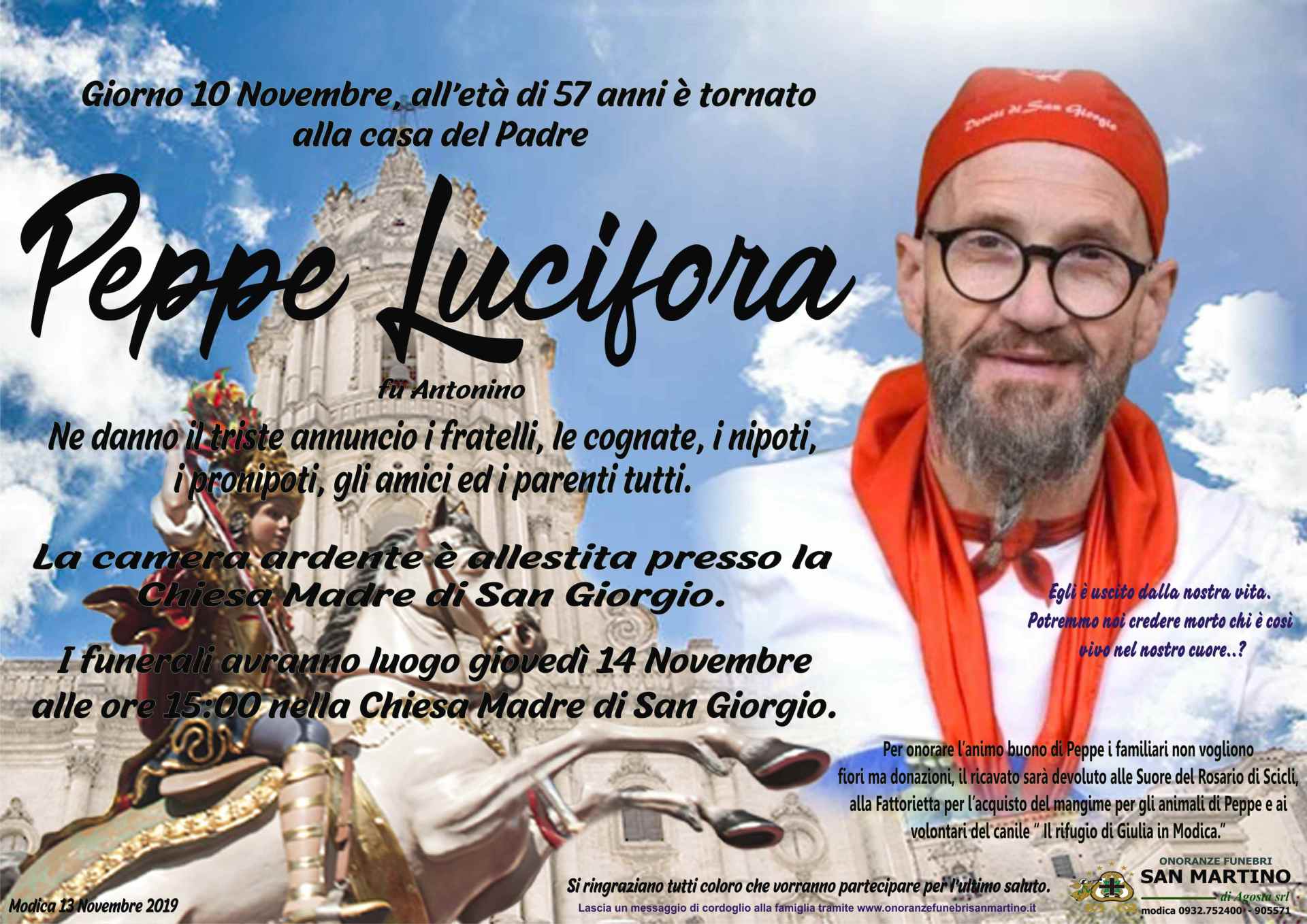necrologio Peppe Lucifora