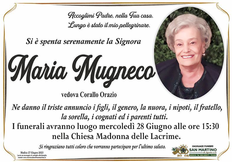 necrologio Maria Mugneco