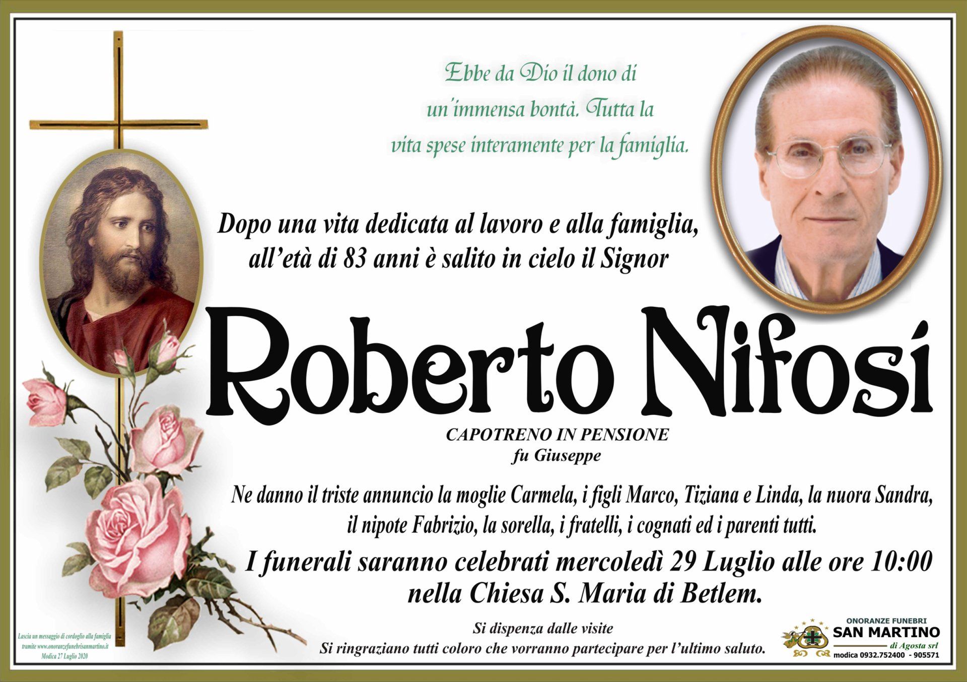 necrologio Roberto Nifosì