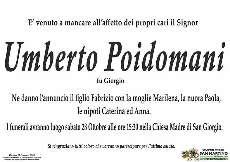 necrologio Umberto Poidomani