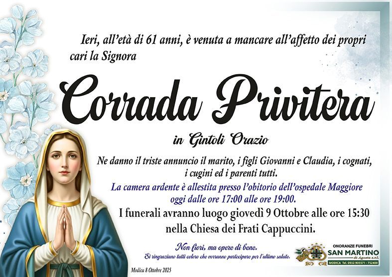 necrologio Corrrada Privitera