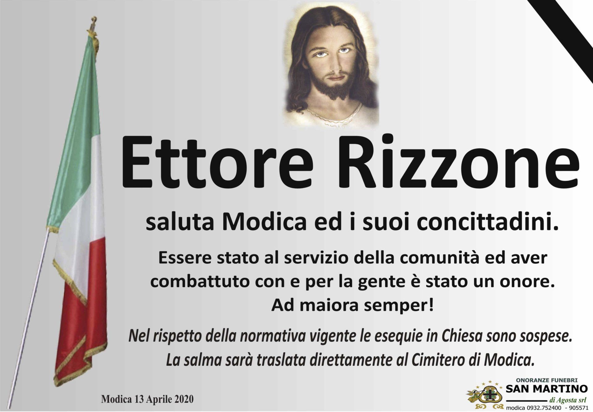 necrologio Ettore Rizzone