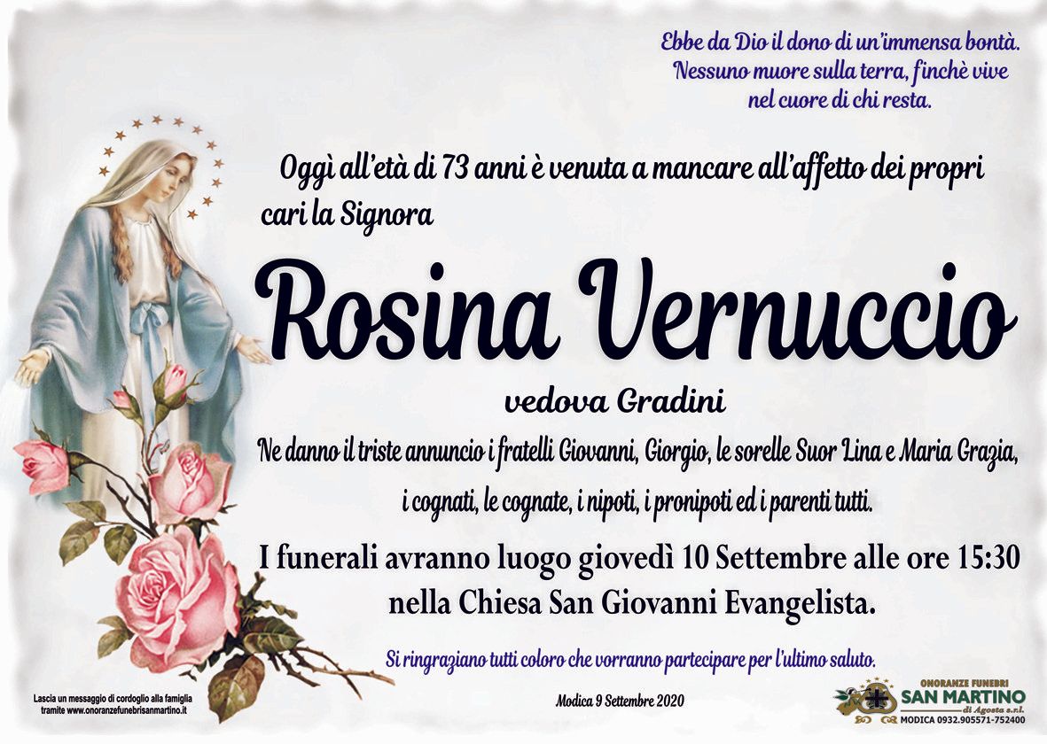 necrologio Rosina Vernuccio