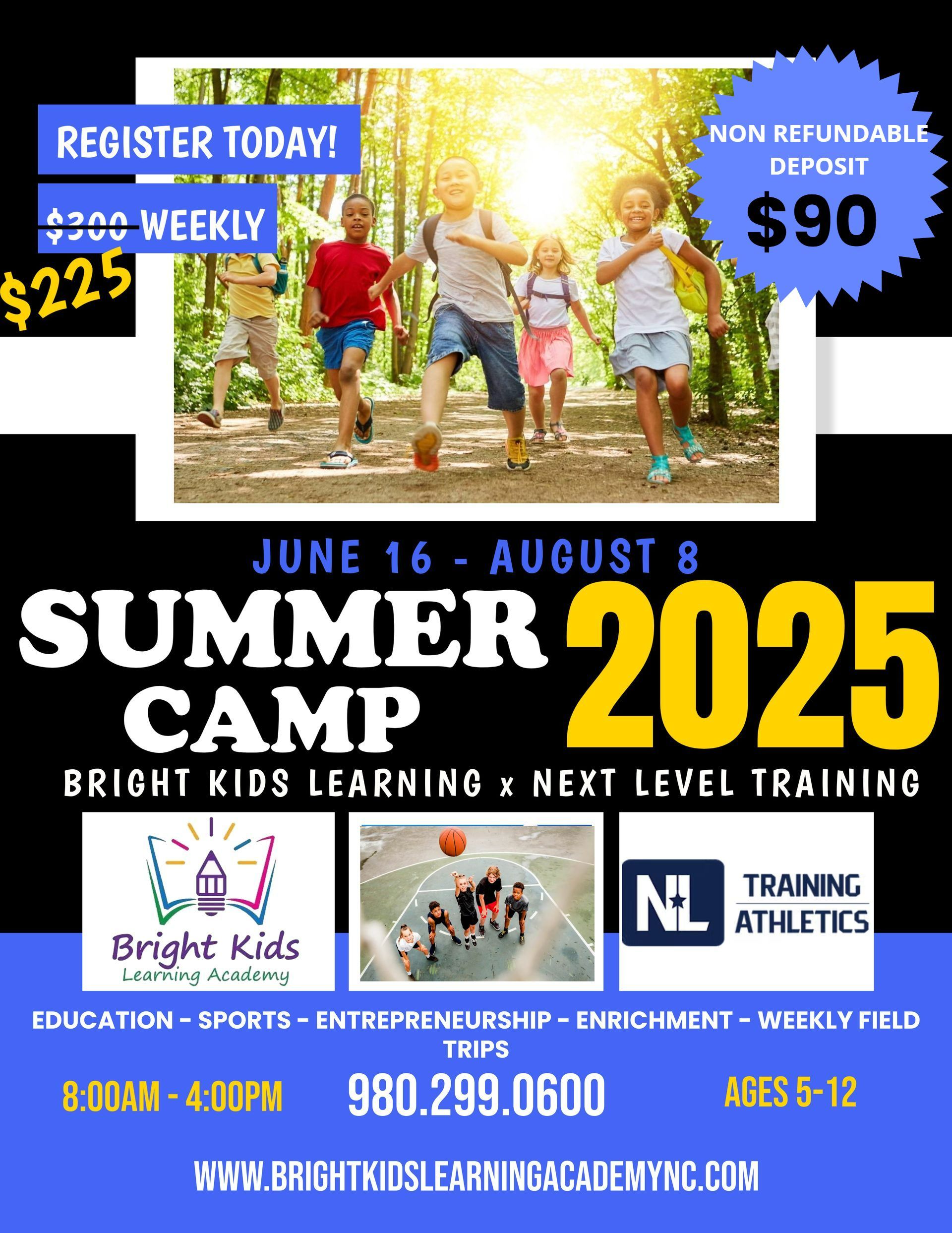 An advertisement for a summer camp that takes place in 2025 An advertisement for a summer camp that takes place in 2025
