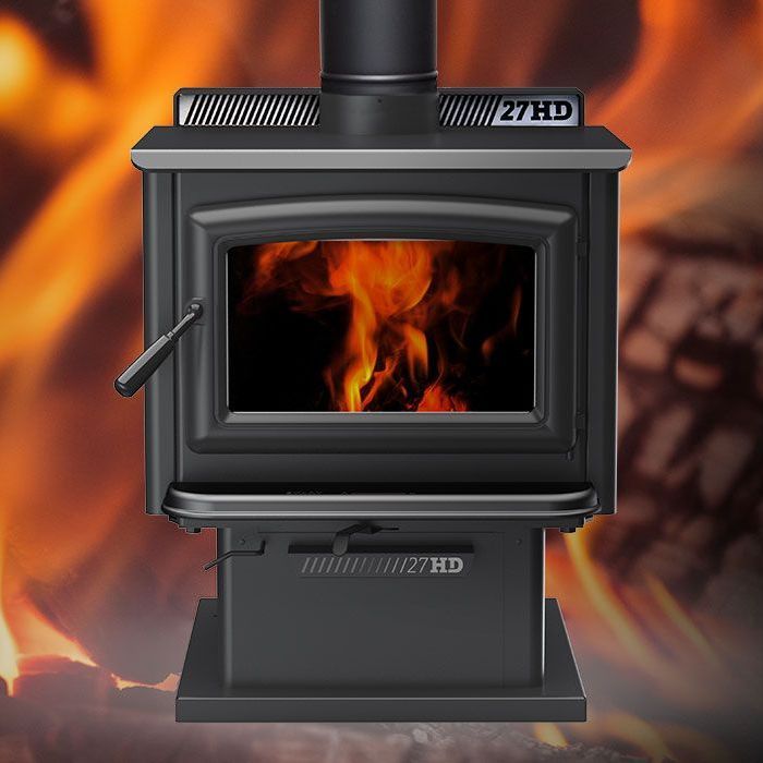 A wood stove with the word hd on it